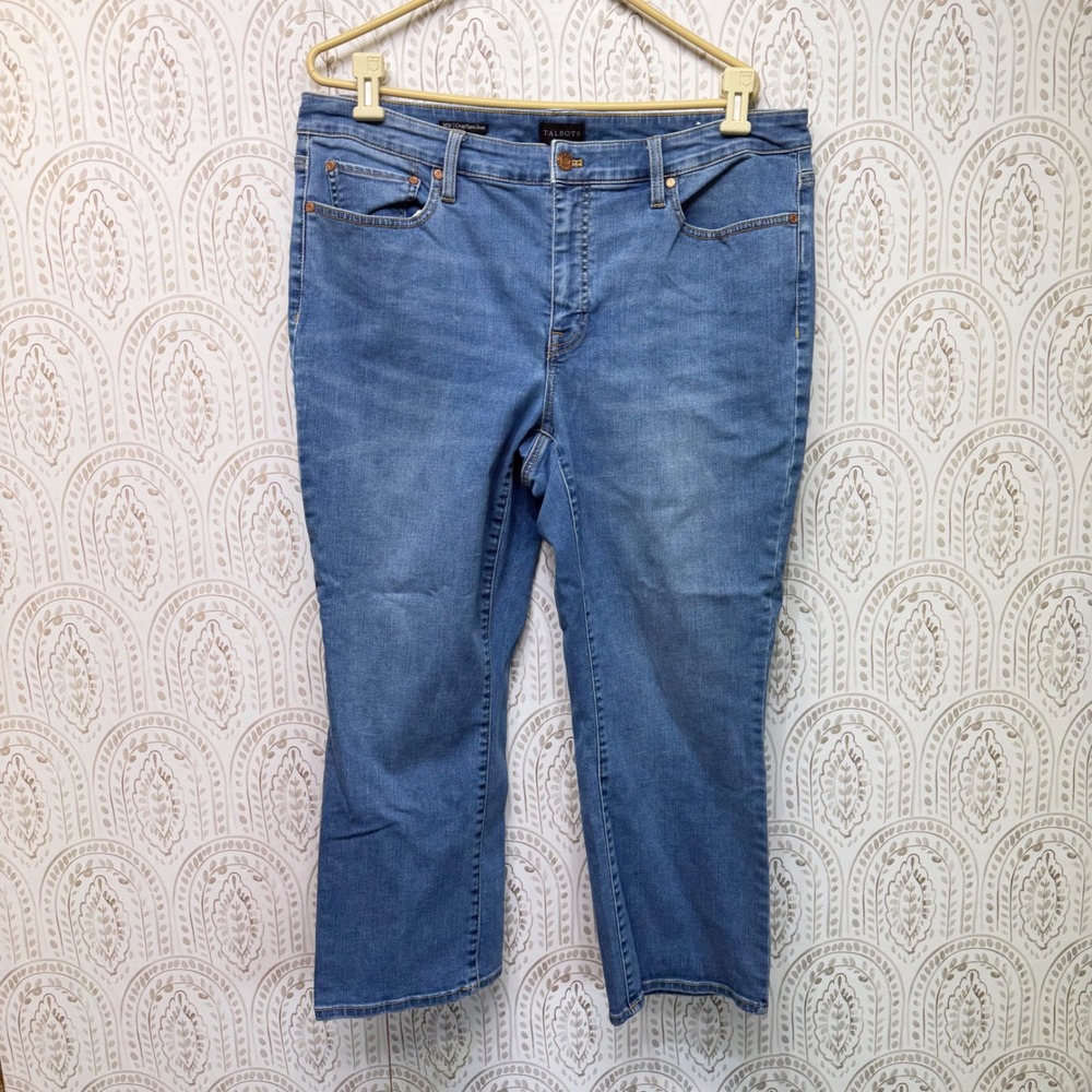 Talbots Crop Flare Jeans Womens 16W Blue Denim High Rise Stretch Casual Pants